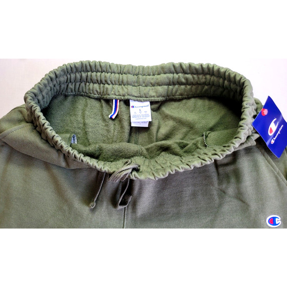 Champion Powerblend Fleece Men's Slim Fit Sweatpants L Olive Green Lounge Pants - Picture 7 of 9
